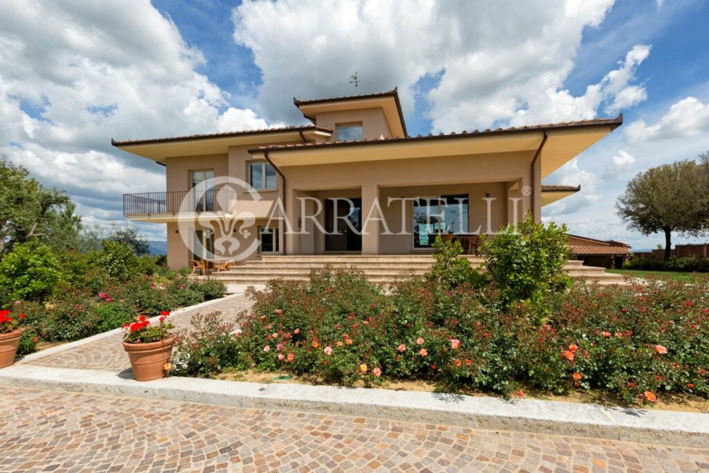 Modern villa with swimming pool and olive grove near Arezzo